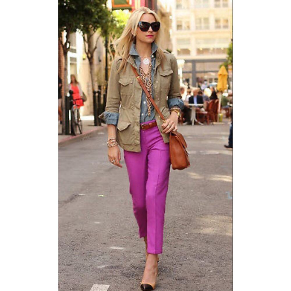 J.Crew | Fuchsia City Fit Wool-Blend Skimmer Pants | Size 6